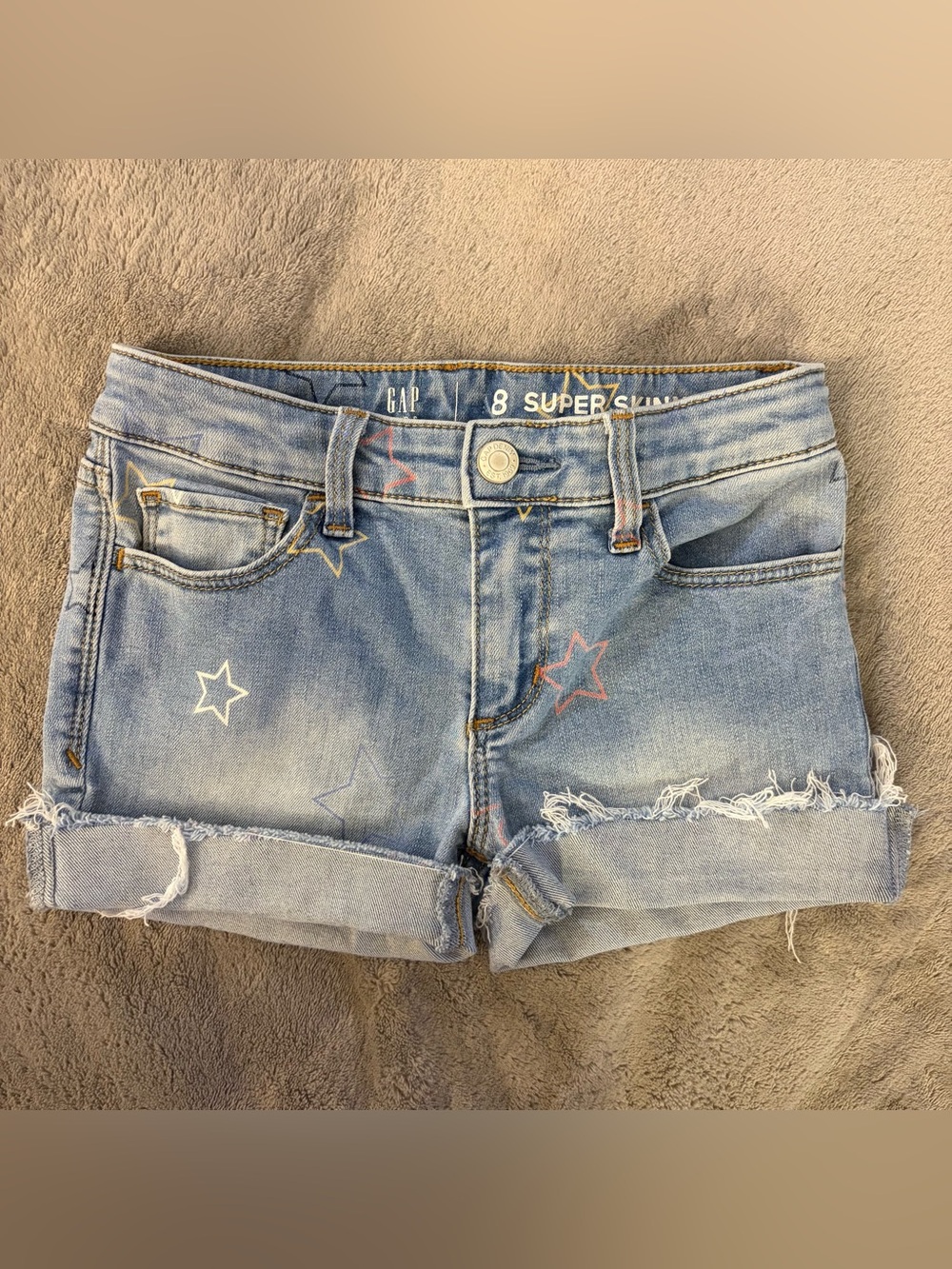 Gap Kids Star Print Denim Shorts - Size 8 (8-9Y)